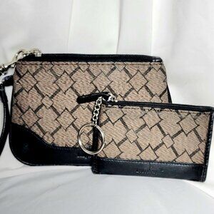 Longaberger Signature Wristlet & Matching Coin Purse – Brown & Black ~ EUC